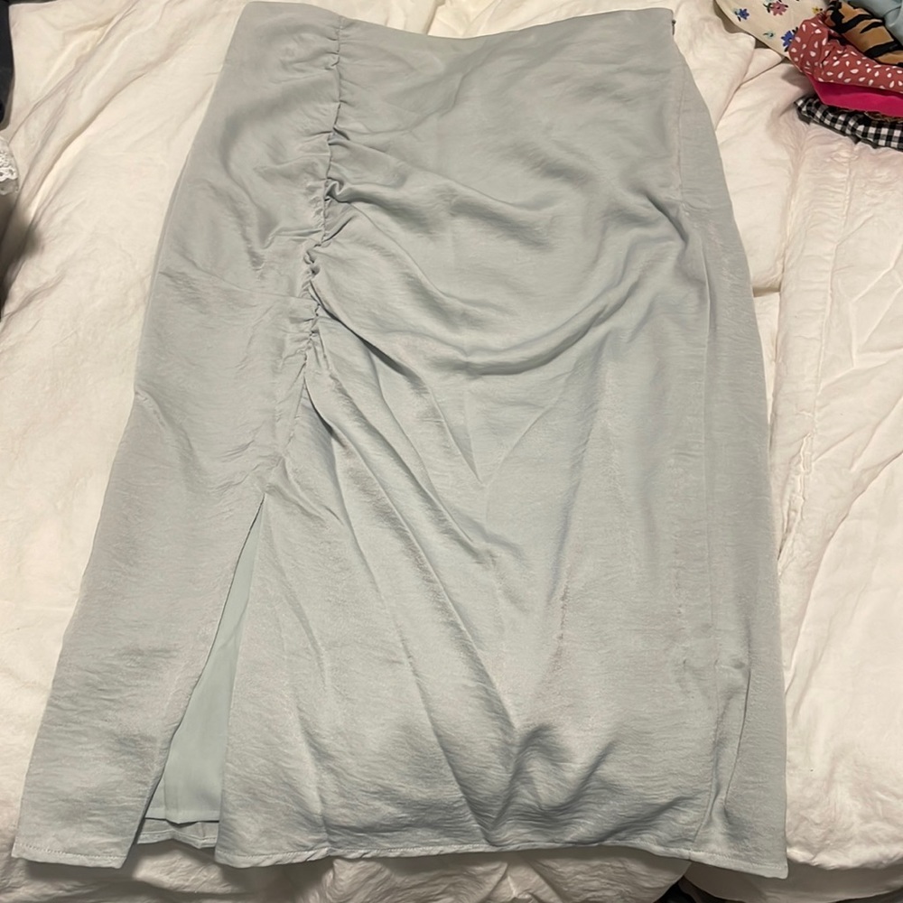 Bloomingdale’s Mint Slit Midi Skirt